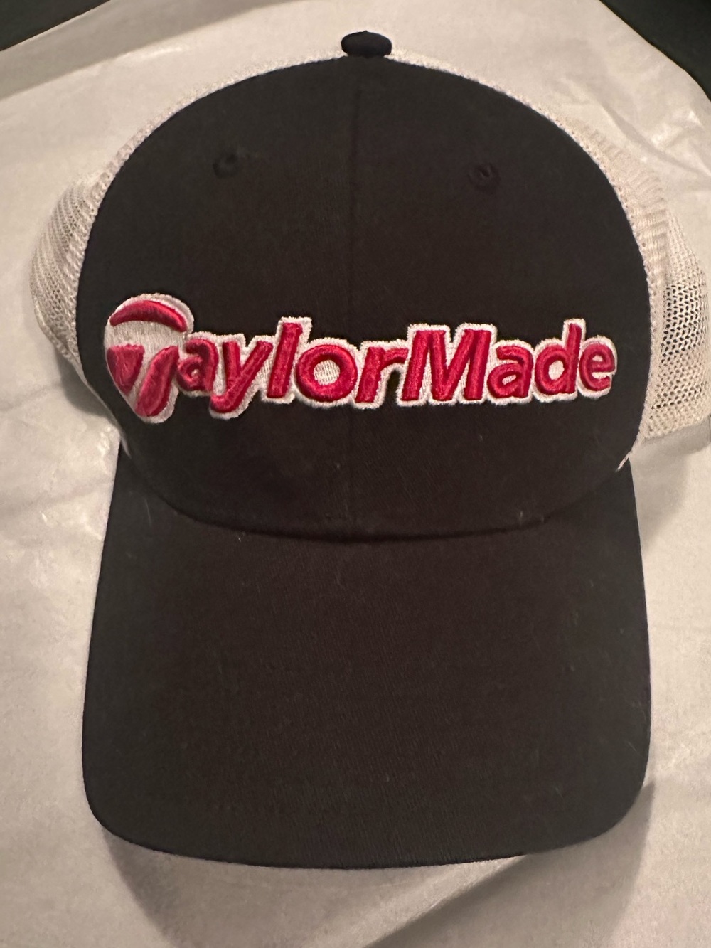 TaylorMade White Mesh Trucker Cap with Black Bill
